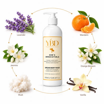 Your Beauty Dupe x Silk Oil of Morocco - She's Irresistible Argan Body Wash- Inspired by Libre Yves Saint Laurent