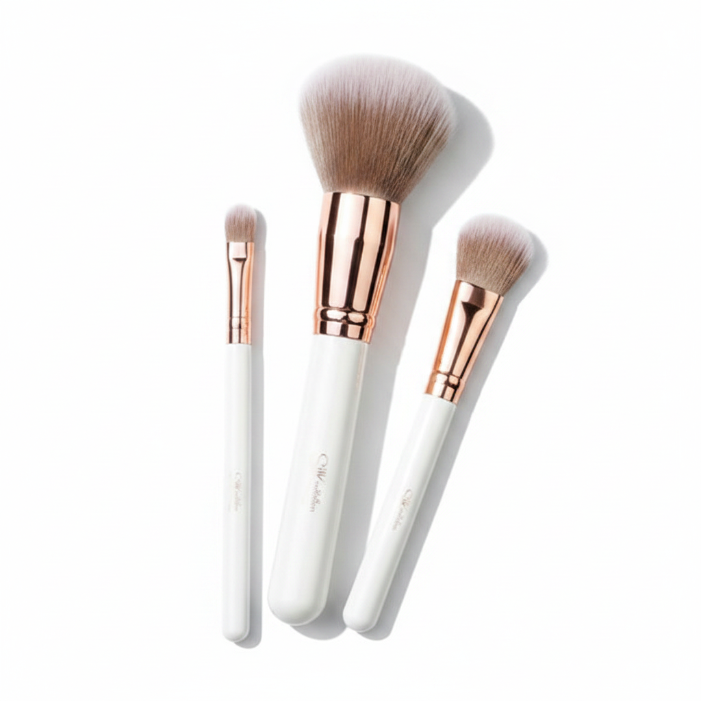 Beauty Expo Deals 2026 - White & Rose Gold Makeup Brush Trio