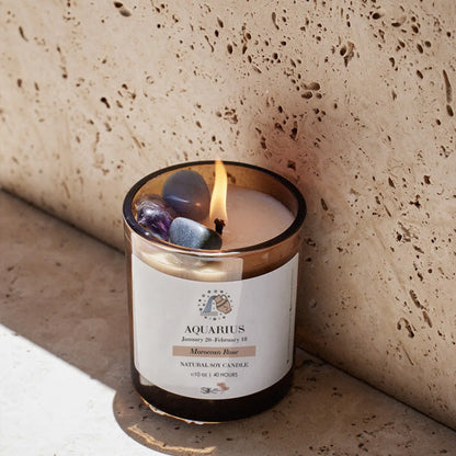 Zodiac Sign Crystal Candle