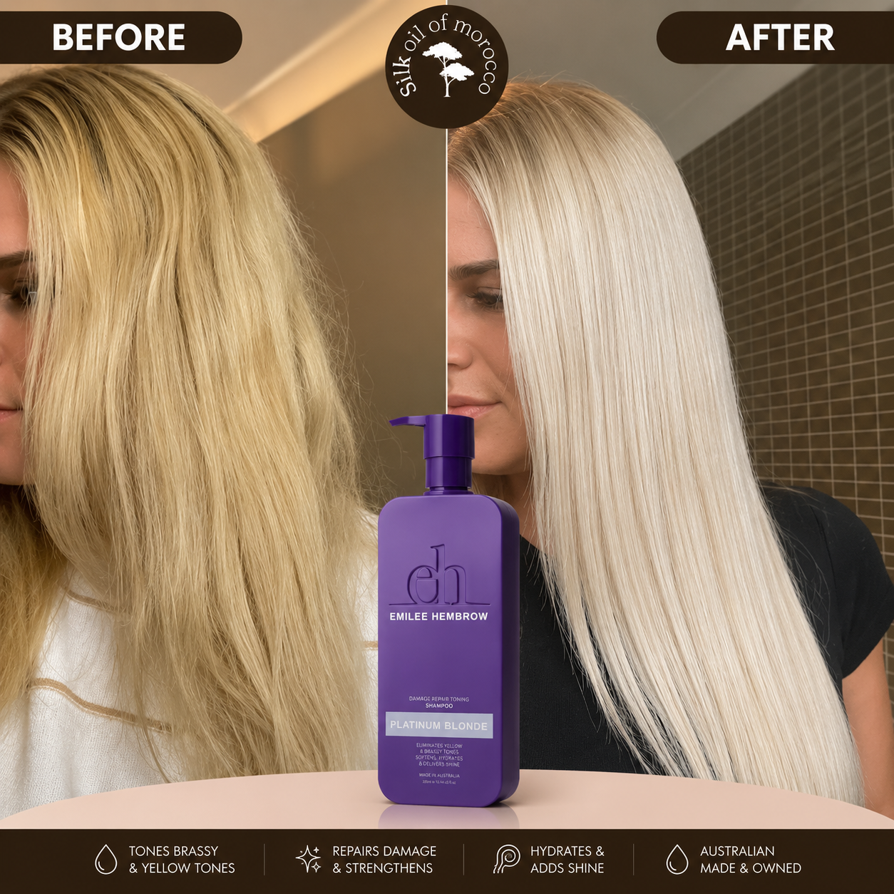Emilee Hembrow - Platinum Blonde Damage Repair Toning Argan Shampoo