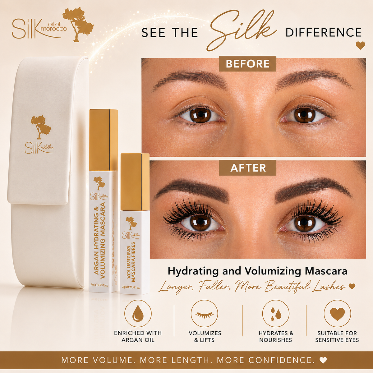 Silk Oil of Morocco - Hydrating & Volumizing Fibre Lash Mascara Kit