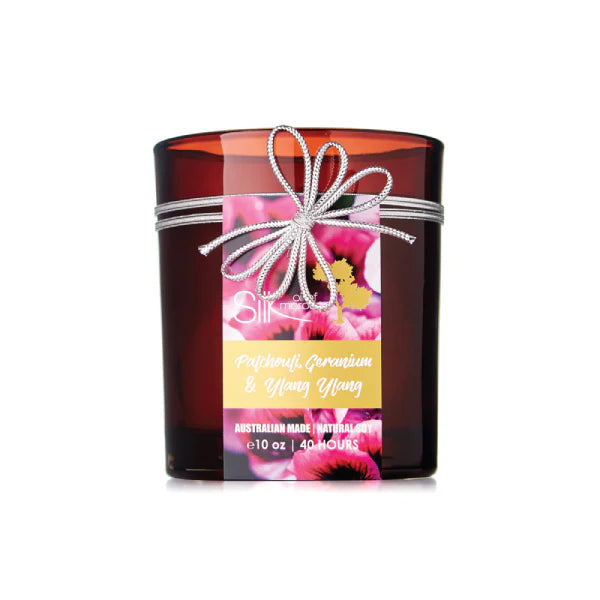 Silk Oil of Morocco - Patchouli, Geranium & Ylang Ylang - Amber Natural Soy Candle
