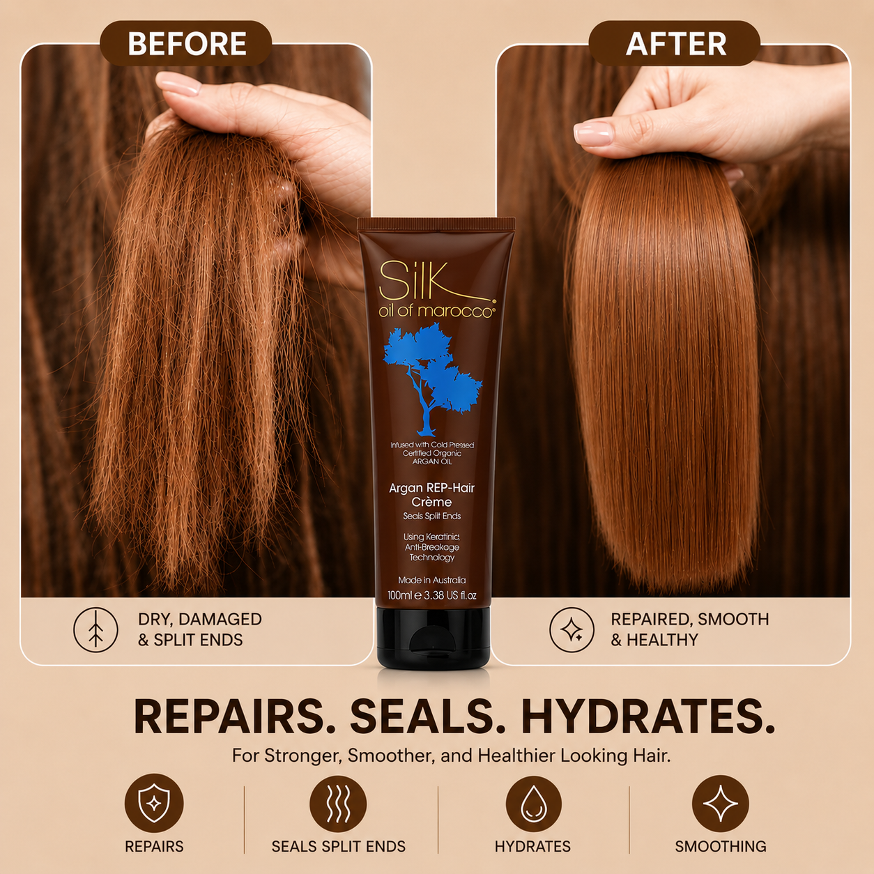 Silk Oil of Morocco - Argan REP-Hair Protein Crème for Split Ends