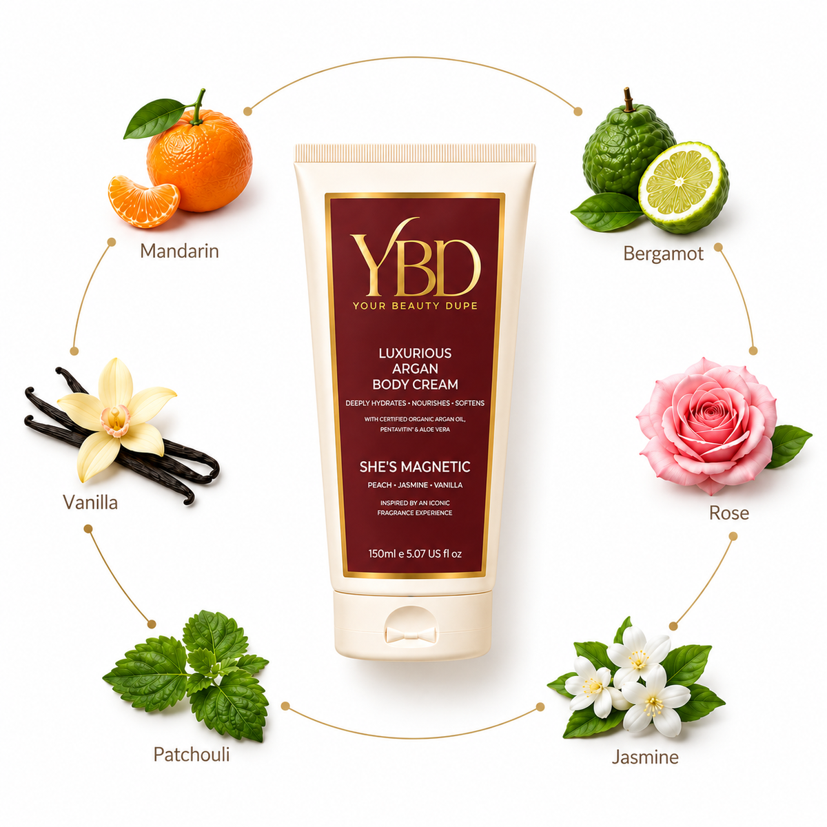 Your Beauty Dupe - She's Magnetic Argan Body Cream - Inspired by Baccarat Rouge 540 MFK