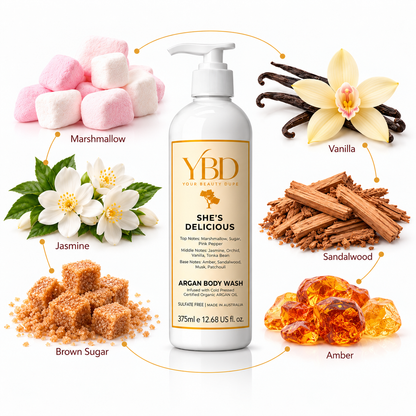 Your Beauty Dupe x Silk Oil of Morocco - She's Delicious Argan Body Wash - Inspired by Kayali Vanilla 28