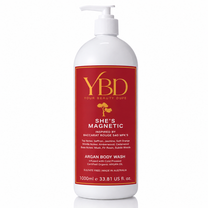 Your Beauty Dupe x Silk Oil of Morocco - She’s Magnetic Argan Body Wash- Inspired by Baccarat Rouge 540 MFK's