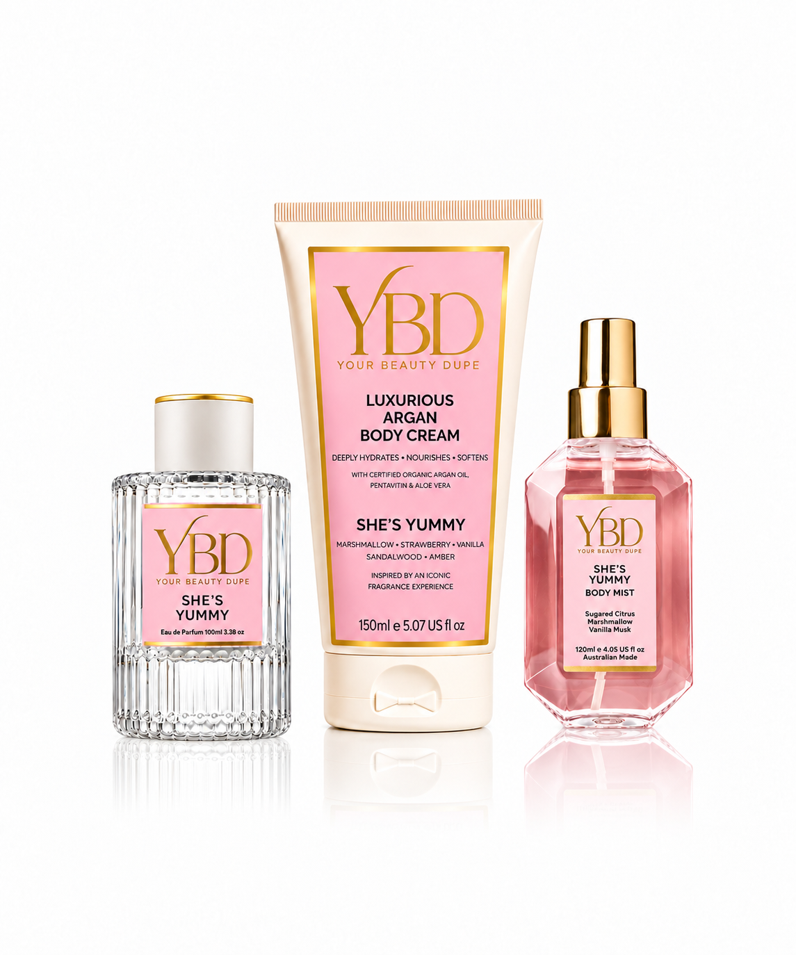 Your Beauty Dupe X Silk Oil of Morocco - The Layering Trio - She's Yummy Inspired by Kayali Boujee Marshmallow