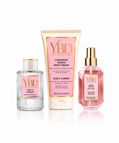 Your Beauty Dupe X Silk Oil of Morocco - The Layering Trio - She's Yummy Inspired by Kayali Boujee Marshmallow