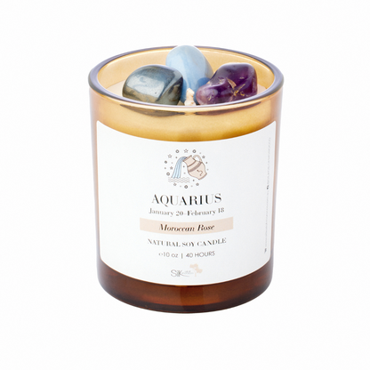 Zodiac Sign Crystal Candle