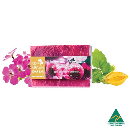 Patchouli, Geranium, Ylang Ylang Argan Soap Bar